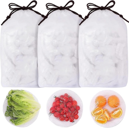 [BRSROZYNCMMWGEIZ] 300PCS Fresh Keeping Bags,Elastic Food Storage Covers,Universal Kitchen Wrap Seal Caps,Food Covers Stretch Reusable,Stretch Plastic Wrap Bowl Covers,Elastic Stretch Adjustable Bowl Lids