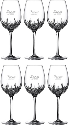[BRSRMADRBYPGYDLL] Waterford Personalized Lismore Essence Goblets, Set of 6 Custom Engraved Formal Crystal Drinking Glasses for Red Wine, Water, Juice, Home Bar Accessories
