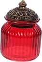 1Pc Mini Red Glass Sealed Storage Container Airtight Storage Tank for Kitchen Vintage Style Pot for Tea Cookies and More for Home Use