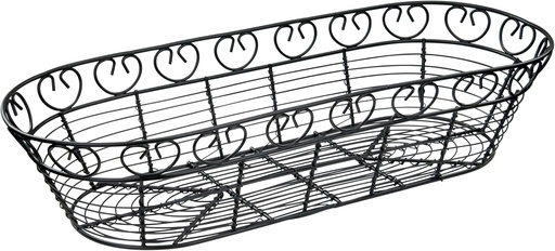[BRSWIZQBAQBRYGTG] Winco Oblong Wire Bread Basket, 15-Inch x 6.25-Inch x 3-Inch, Black