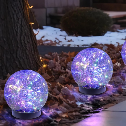 [BRSROAYYBEIBOAI7] Solar Globe Lights Outdoor Waterproof-Solar Balls-Solar Garden Lights-Orbs for Outside 2 Pack Cracked Glass Ball for Lawn Patio Yard Backyard Decorations