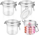 4 Pcs Plastic Storage Jars Clear Round Storage Sealed Bottles with Leak Proof Rubber Lid for Food Candy Gift Sugar Coffee Nuts - 200ml/6.8oz