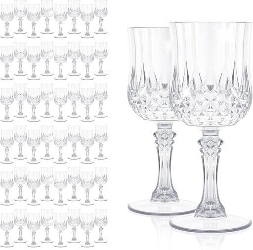 [BRSRAA35DECBQ236] Pesonlook 48Pack Transparent Plastic Wine Glasses,Vintage Plastic Goblets for Parties, Transparent Drinking Glasses Crystal Water Goblets Reusable for Wedding Reception, Grand Event Party Supplies