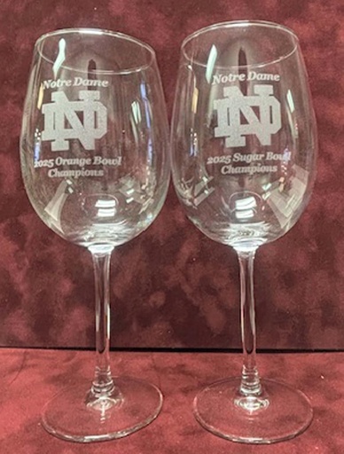 [BRSREYLYA4GRSEL5] Notre Dame Fighting Irish set of 2 19 oz heavy duty wine glasses/water goblets - 2025 Orange Bowl and 2025 Sugar Bowl champions