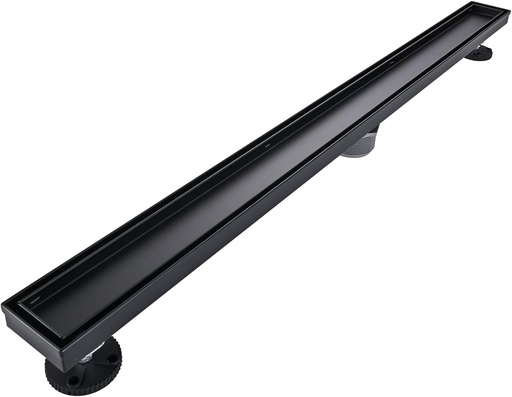 [BRSRMZL7CUIRQALB] Linear Shower Floor Drain, Black 36 Inch 304 Stainless Steel Bathroom Drains Kit, Rectangular Shower Trench Drain with Reversable Tile-in Pattern Drain Cover & Hair Catcher