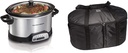 Hamilton Beach 4-Quart Programmable Slow Cooker With Dishwasher-Safe Crock and Lid, Silver (33443) & Hamilton Beach Travel Case & Carrier Insulated Bag (33002),Black