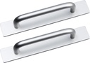 Septe 2pcs Aluminum Alloy Push Pull Door knob with Adhesive Door Handle for Kitchen, Window Sliding Closet (5.83", Silver)