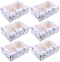 10pcs Clear Window Paper Marbling Dessert Boxes for Egg Tarts Cupcakes Food Grade Packaging Paper Insert for Bakery Treats and Pastries
