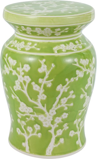 [BRSROBAYCQCWYHTU] JONATHAN Y TBL1017C Cherry Blossom 17.75" Ceramic Indoor/Outdoor Garden Stool Coastal, Contemporary, Transitional, Patio, Garden Room, Bathroom, Living Room, Green/White