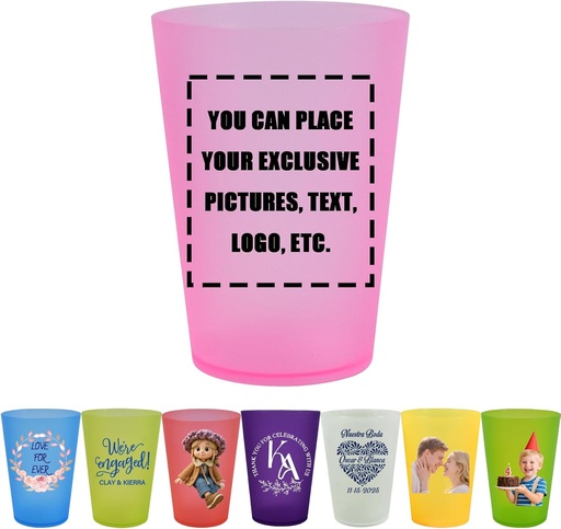 [BRSREHACOADWYG3G] Personalized Custom Frosted Wedding Cups 30/60/100 Pcs, 12oz/16oz atterproof Flexible Reusable for Bridal Shower & Events (12 oz,Pink frosted,60 PCS)