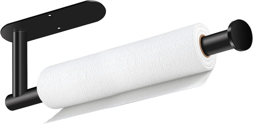 [BRSROEL3OR4GM3L5] Paper Towel Holder, Self Adhesive or Drilling Paper Towel Holder Under Cabinet, Stainless Steel Black Paper Towel Holders Wall Mount for Kitchen, Bathroom, Sink, Pantry, Fridge