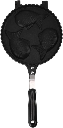 [BRSROCQBCEHAYE3A] Fish Waffle Maker Pan, 3 Fish Cute Aluminum Uniform Heating Double Sided Taiyaki Pan, Universal Cookware for Home Kitchen Cooking Omelets Bacon Burgers Breakfast