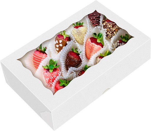 [BRSRAGDRAF5AM2DP] HONGFAPK 30Pcs 8 x 5 x 2 Inches Cookies Boxes Bakery Boexes with Window Snack Box Doughnut Muffins, Strawberries Boxes and Pastry Boxes are Suitable for Birthday Parties and Family Potluck