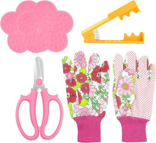[BRSW2ZICAAMWO3DF] 5PCS Rose Thorn Tools Rose Leaf Thorn Strippers with a Rose Pruning Shears and Garden Rose Gloves Pink1