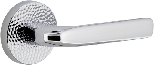 [BRSROZT5DF6AE2TA] Viaggio CLOMHMBLL_SD_RH Circolo Hammered Right Handed Solid Brass Non-Turning One-Sided Dummy Door Lever with Bella Lever and Circolo Hammered Rosette - Bright Chrome