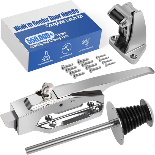 [BRSRAAIBCQMGK3AY] Walk in Cooler Door Handle - Freezer Door Lach, Offset 1/5 inch to 3/5 inch (Flush), 5.9" Solid Metal Interior Release Handle, Suitable for Freezer Doors Locks, Oven Locks