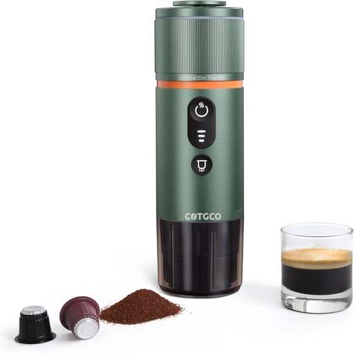 [BRSROCD6CQNBY2DD] Portable Espresso Maker 20 Bar Self‑Heating & Auto-off | 13500 mAh Battery Brews 8 Shots | 12 V Mini Espresso Machine Compatible with Nespresso Original Pods | Car/Travel/Camping