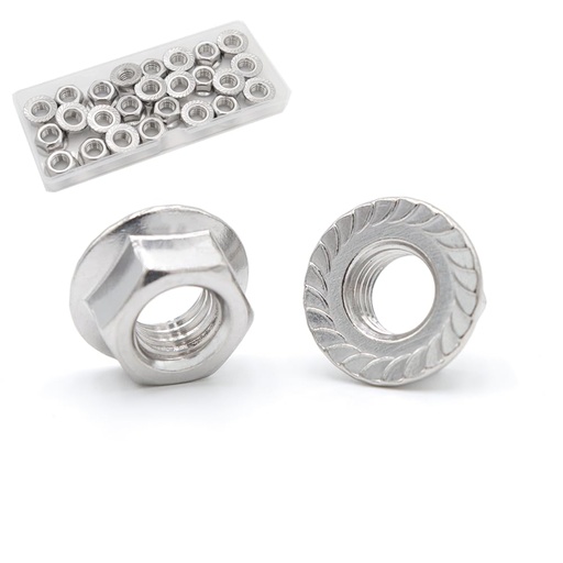 [BRSROYYBAQBAEFDP] 5/16"-18 Serrated Flange Nuts 30 Pack 304 Stainless Steel Hex Lock Nuts Full Thread for Industrial Construction Fasteners
