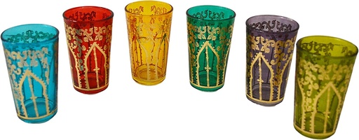 [BRSRAAD6PN7BUDQV] Tea Serving & Glasses Moroccan Set of 6 Tea Glasses Exquisite and Royal Tamansourt Colorful