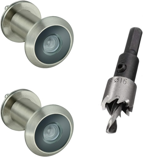 [BRSREYD5OJYGOYIY] TOGU 2PCS of 220-degree Solid Brass Peep Holes for Door with 16mm Drill Bit, 0.63 inch Door Peephole with Privacy, Compatible with Door Thick from 1-3/8" to 2-1/6", Satin Nickel Finish