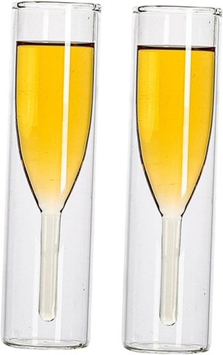 [BRSRACA3OAIWO3L2] Ciieeo Creative Double Layer Wine Glasses 100ml Goblet Set for Parties Cocktails Wine Unique High Foot Design for Home Bar Use 2-Piece Set
