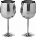 Drinkware 2 Piece Stainless Steel Wine Goblet Set, 12oz, Silver
