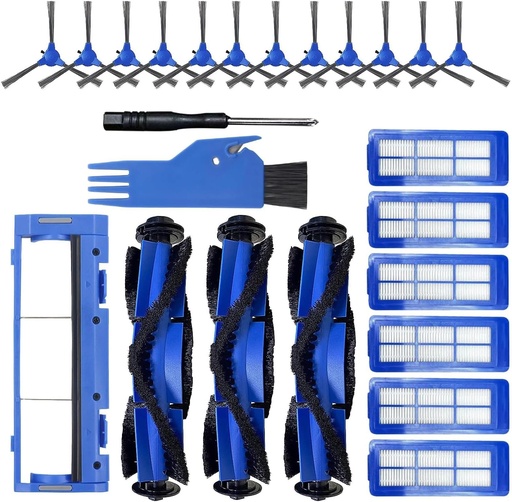 [BRSRMCDRBV6GOCY2] CERO 24 Pack Replacement Parts for Eufy 11S Max, G30, G32 Pro, G30 Pro, 15C Max, 30C Max Robotic Vacuum Cleaner Accessories, 3 Roller Brushes, 6 Filters, 12 Side Brushes, 1 Rolling Brush Guard