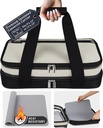Premium Insulated Casserole Carrier with Heat-Resistant Mat for Hot or Cold Food – Fits 9”x13” or 11”x15” Baking Dishes, Lasagna Holder for Potlucks, Parties, Picnics, and Cookouts [Neutral Beige]