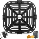 Air Fryer Grill Pan for COSORI Square Air Fryer Pro LE 5 Qt, Non-Stick 8.26’’*8.26’’ Air Fryer Rack Replacement Parts Accessories Grill Plate Crisper Plate Tray with Rubber Bumpers, Dishwasher Safe