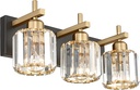Crystal Vanity Lights, Modern 3-Light Bathroom Lights Over Mirror, Bathroom Light Fixtures with Polished Gold Finish, 4835-3W-PG
