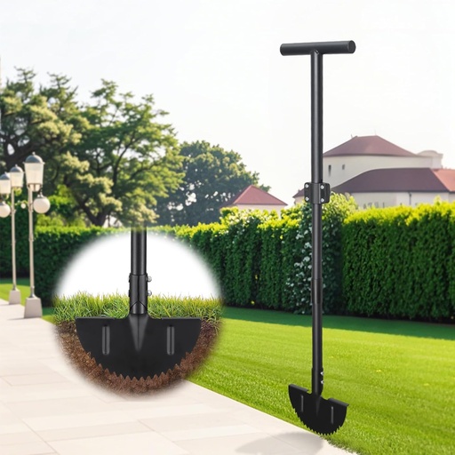 [BRSRAAYHCN7WM2T6] Edger Lawn Tool, Heavy Duty 49 Inch Border Edger with Half Moon Sharp Blade, T-Grip, Wide Footplate, Saw Tooth Rustproof Manual Lawn Edger for Landscaping, Yard,Garden, Sidewalk, Flower Beds