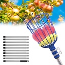 Fruit Picker Tool with Basket, 35-129 Inch Adjustable Long Handle Fruit Picking Pole - for Harvesting Lemon Avocado Apple Mango Pear Orange & Tall Tree Fruits