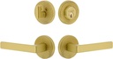 Viaggio CLOMHMLUS_Combo_234_LH Motivo Left Handed Solid Brass Single Cylinder Keyed Entry Door Lever Set and Deadbolt Combo Pack - 2-3/4" Backset - Satin Brass