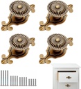 4 Pack Golden Antique Brass Cabinet Knobs Vintage Retro Mushroom Drawer Knobs Dresser Cabinet Cupboard Wardrobe Kitchen Pull Handles Door Knobs for DIY with Screws