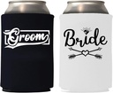 Veracco Groom Bride Can Coolie Holder Bachelor Party Wedding Favors Gift For Groom Bachelorette Party (Black White G B 4)