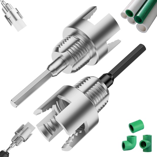 [BRSREGIBBMDWOFAY] Pvc Pipe Threader Tool Set 1/2 3/4 NPT Water Pipe Internal & External Threader, Pvc Pipe Thread Cutting Tool, Dual-function PVC Pipe Threading Tool for Electric Drill. Primary