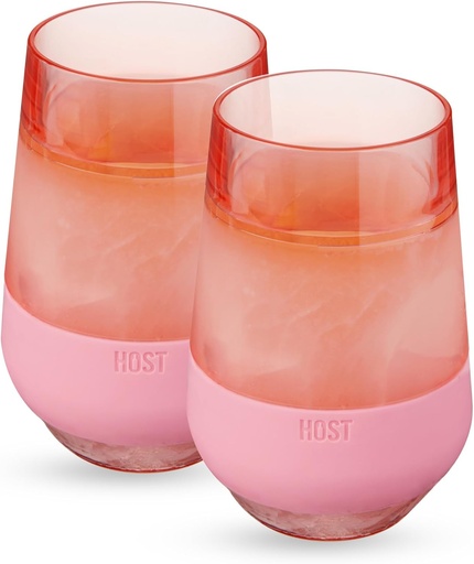 [BRSW2BT5B4CWGDLG] HOST Freeze XL Cooling Cup in Double Walled Insulated Freezable Drink Chilling Tumbler with Freezing Gel, 12 Ounces - Set of 2, Pink