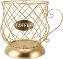 Asixxsix Coffee Pod Holder, Metal Wire Coffee Capsule Basket, Espresso Pods Storage Modern Coffee Basket Decor for Kitchen Countertop, Bar Station Accessories