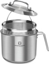Stainless Steel Vegetable Egg Steamer Pot Saucepan Pasta Stovetop Cooker with Perforated Basket, Small Sized for Single or Double Servings (2.3Liter / 2.43Quarts)