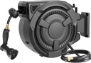 wikiwiki Retractable Garden Hose Reel 1/2 in x 100 ft, Heavy Duty Wall Mounted Hose Reel with 10- Function Sprayer Nozzle, Automatic Slow Return System/180°Swivel Bracket/UV Resistant (Black)