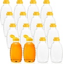Bekith 16 Pack Plastic Empty Honey Bottle, 12 Fluid Oz Honey Squeeze Bottle with Leak Proof Flip-top Caps, Refillable Food Grade Honey Container for Storing and Dispensing