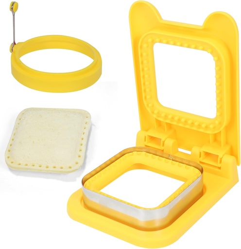 [BRSRAFQDOUIAE2DU] Sandwich Maker, Sandwich Cutters For Kids Lunch, Crustless Sandwich Cutter And Sealer, School Lunch Boxes and Bento Boxes Boys Girls, Square,（Yellow）