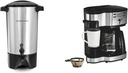 Hamilton Beach 45 Cup Coffee Urn and Hot Beverage Dispenser, Silver & 2-Way 12 Cup Programmable Drip Coffee Maker & Single Serve Machine, Glass Carafe