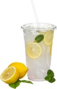 100 Sets (24oz) Disposable Crystal Clear Plastic Cups with Flat Lids and Straws