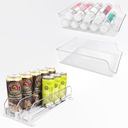 Drink Organizer for Fridge, Self Pushing Soda Can Dispenser for Refrigerator Bundle with 2 Pack Water Bottle Organizer Storage for Refrigerator