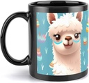 Alpaca Patterm Travel Mug Ceramic Large Ceramic Coffee Mugs with Handle, Porcelain Mugs- Perfect for Coffee Tea Espresso Other Beverages