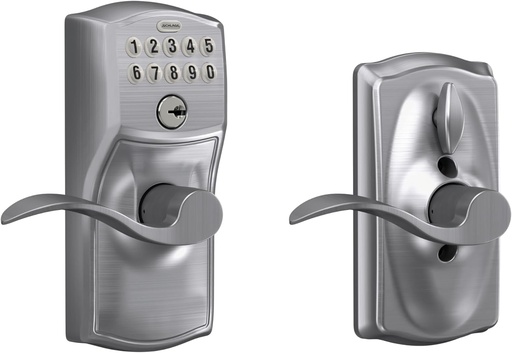 [BRSWIYYOCMCWCDTY] SCHLAGE FE595 CAM 626 ACC Camelot Keypad Entry with Flex-Lock and Accent Levers, Brushed Chrome