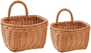 Veemoon 2pcs Woven Storage Baskets for Ginger and Garlic Multifunctional Wall Hanging Baskets with Handle for Kitchen Organization Space-saving Design and Elegant Decor