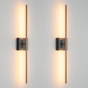 Modern Light Fixture Set of Two 27.8x4.3x3.4in Black and Brass Gold Sconces 1200Lm LED Wall Lights for Bathroom, Living Room, Corridor