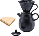 PJZ Pour Over Coffee Maker Set Ceramic Coffee Dripper Set with 80 Count Paper Coffee Filters, 21 Ounces